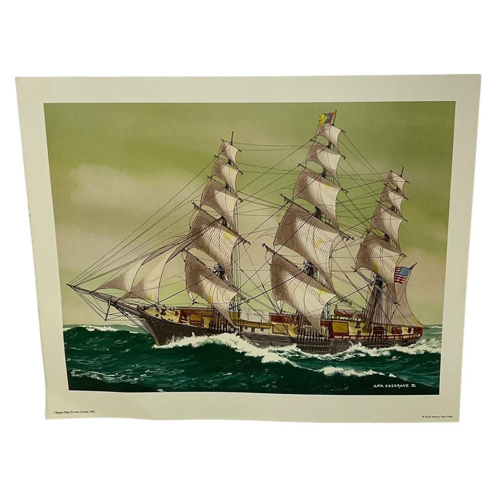 Clipper Ship Flying Cloud 1851 Maritime Art Print by‎ Cosgrave Penn Nautical